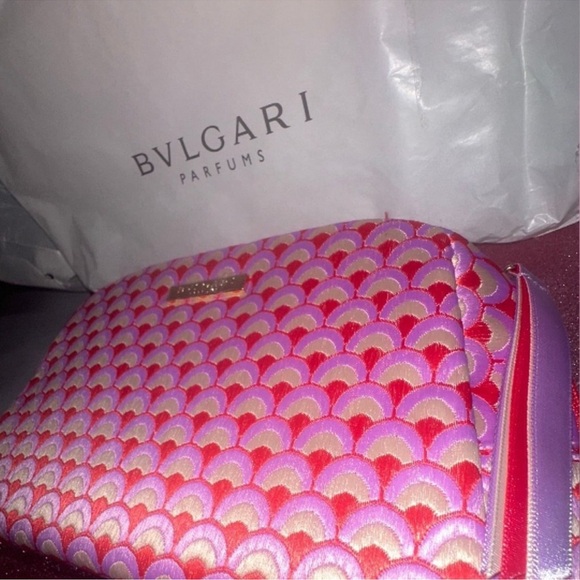 Bvlgari Scallop Pattern Embroidered Cosmetic Case/Make-up Bag - Picture 12 of 16